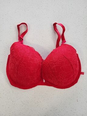 VS Victoria's Secret Red Lace Pushup Bra 34DDD Padded Underwire